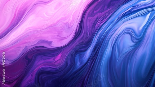 Abstract, swirled paint effect in shades of purple and blue