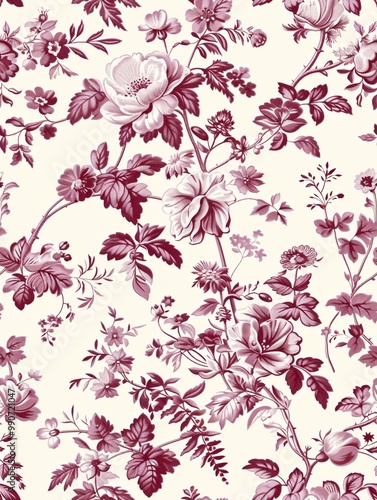 Exquisite vintage floral seamless design showcasing intricate blooms and charming patterns, meticulously created.