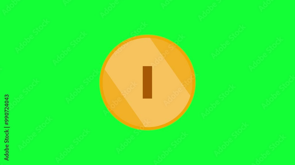 3D Animation of a gold coin on a green screen 3D Animation of a gold coin on a green screen