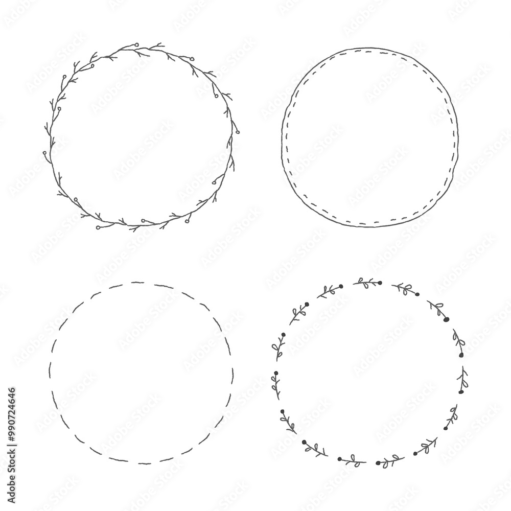 Leafy doodle sticker design element set Leafy doodle sticker design element set