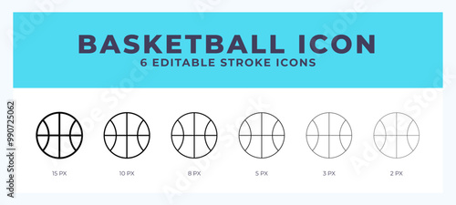 Basketball line icon with different stroke. Vector illustration.