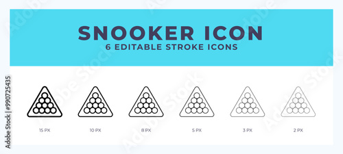 Snooker icon set with different stroke. Vector illustration with editable stroke.