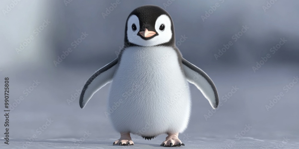 Obraz premium Rendering of a cute penguin standing
