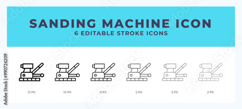 Sanding machine icon. Outline. Lineal icon symbol vector. Black outline.