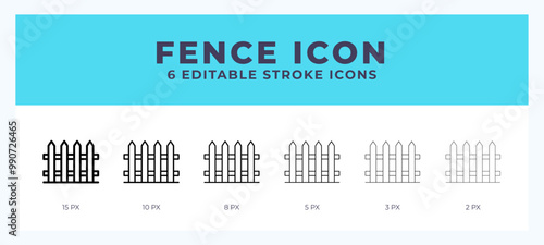 Fence line icon symbol. Logo. Icon vector illustration with editable stroke.