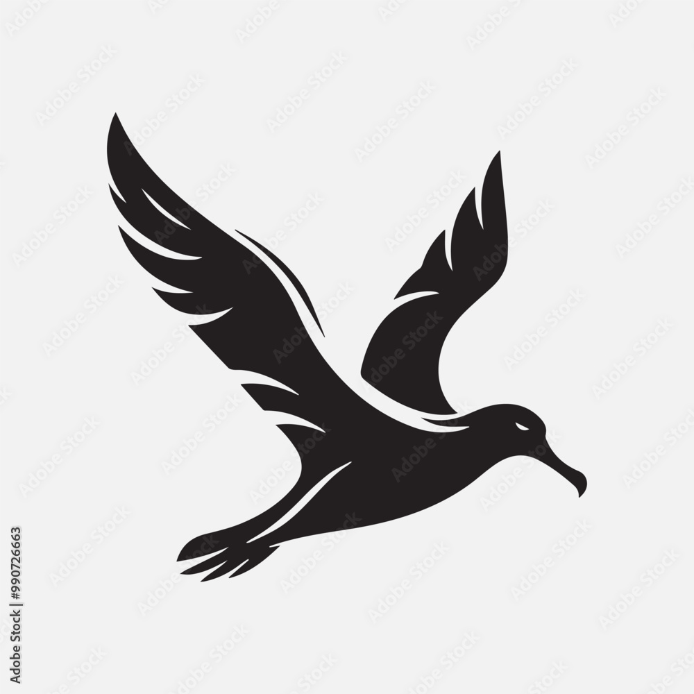 Fototapeta premium Albatross bird black silhouette vector Design.