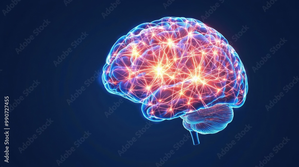 A vibrant digital illustration of a brain, showcasing neural connections and glowing circuits against a dark backdrop. A vibrant digital illustration of a brain, showcasing neural connections and glowing circuits against a dark backdrop.