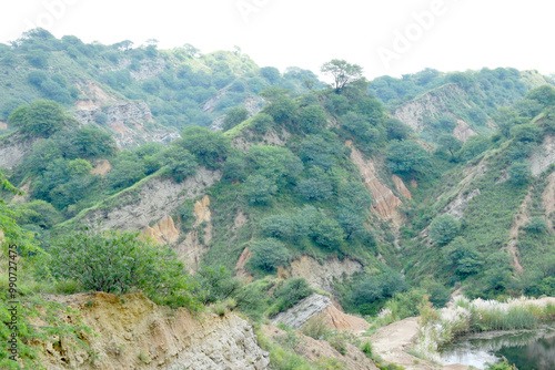 fantastic landscape scene with mountain, Mountain landscape, Rocks hills and brush fill the wilderness land, landscape scenery, beautiful big mountain views in chakwal, Panjab, Pakistan photo