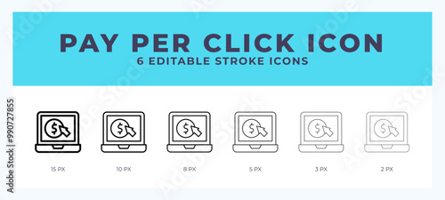 Pay per click line icon. Vector icon symbol. Logo illustration. Editable line icon.