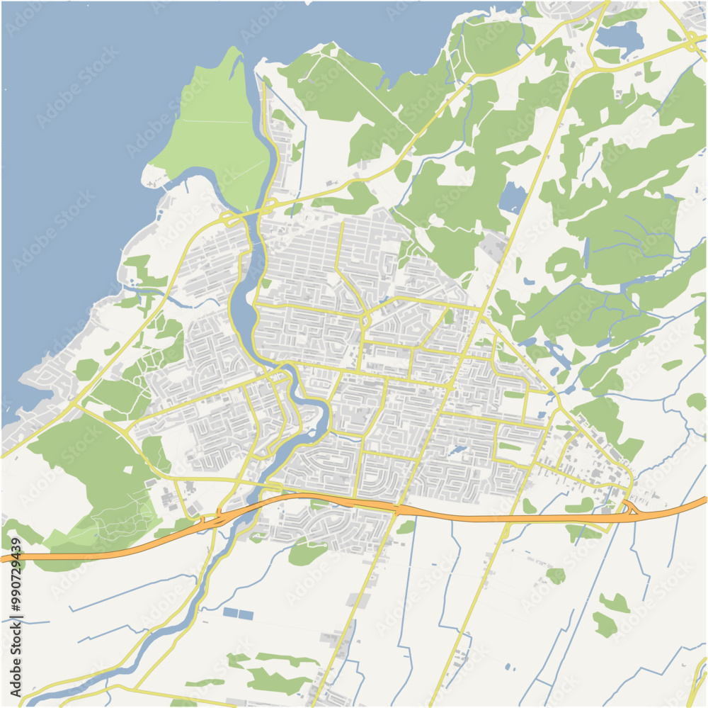 Fototapeta premium Map of Chateauguay in Canada in a normal road map style. Contains layered vector with roads water, parks, etc.