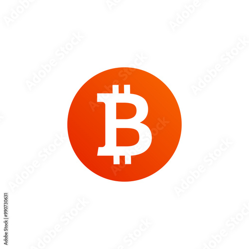 Icon of bitcoin, digital currency logo with gradient, money sign.
