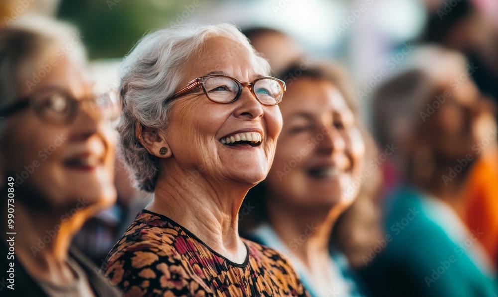 Smiling woman in glasses with gray hair. Smiling woman in glasses with gray hair.