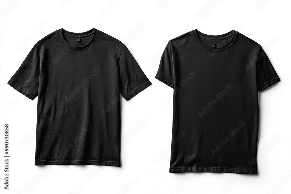 A photo of a plain t-shirt with creases and folds on the front and back, against a colored background. The texture of the fabric and the cut of the t-shirt are clearly visible, perfect for a clothing A photo of a plain t-shirt with creases and folds on the front and back, against a colored background. The texture of the fabric and the cut of the t-shirt are clearly visible, perfect for a clothing