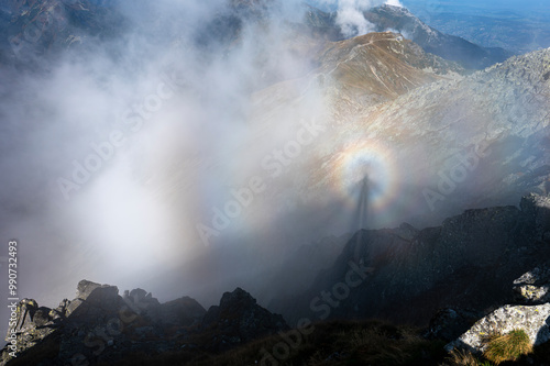 Brocken spectre in the mountains.