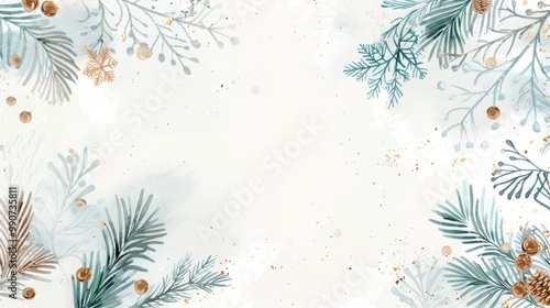 Elegant Minimalist Watercolor Winter Background with Light Blue and Gray Palette,perfect for Christmas and seasonal designs, holiday cards, and winter-themed marketing materials.