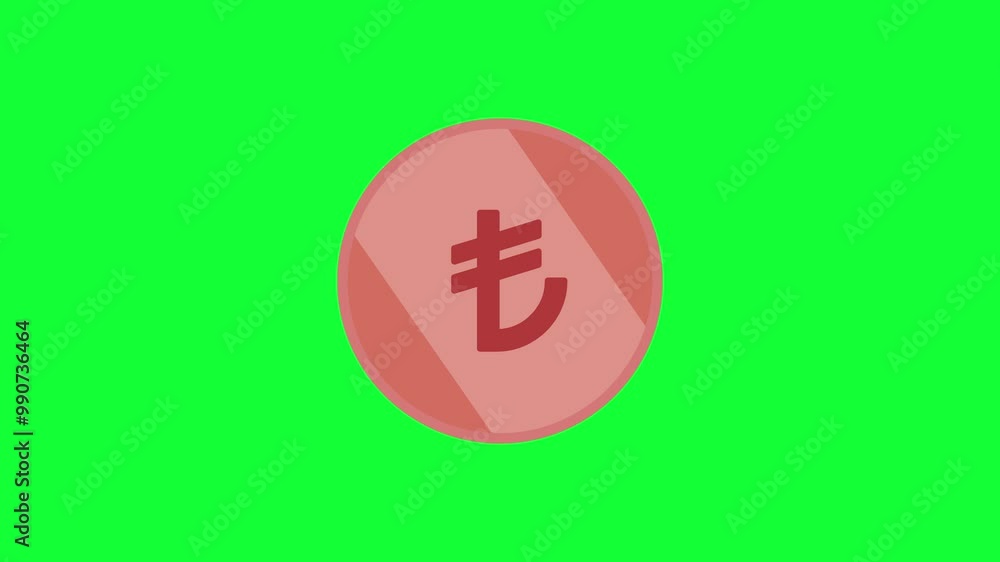 3D Animation of a copper coin on a green screen 3D Animation of a copper coin on a green screen