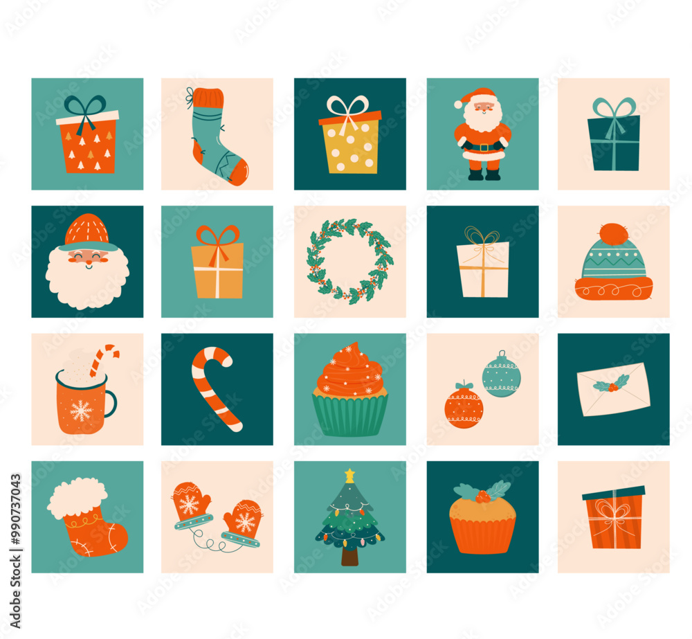 Christmas elements collection Merry Christmas Happy New Year objects Christmas elements collection Merry Christmas Happy New Year objects