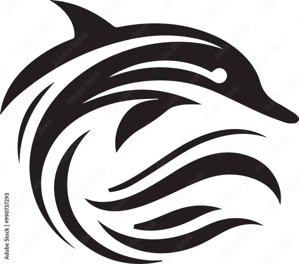 Dolphin Black And White Vector Template Dolphin Black And White Vector Template