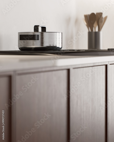 Wallpaper Mural Modern kitchen with elegant, stylish dishes and necessary utensils for cooking Torontodigital.ca