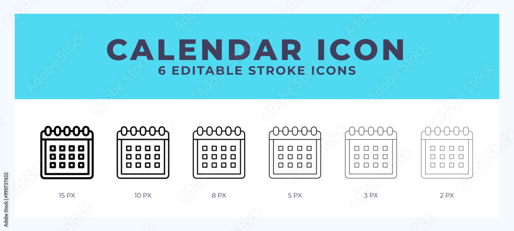 Calendar editable line icon. Vector illustration with different stroke. Calendar editable line icon. Vector illustration with different stroke.