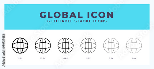 Global icon. Regular line. Thin line. Bold line. Vector illustration.