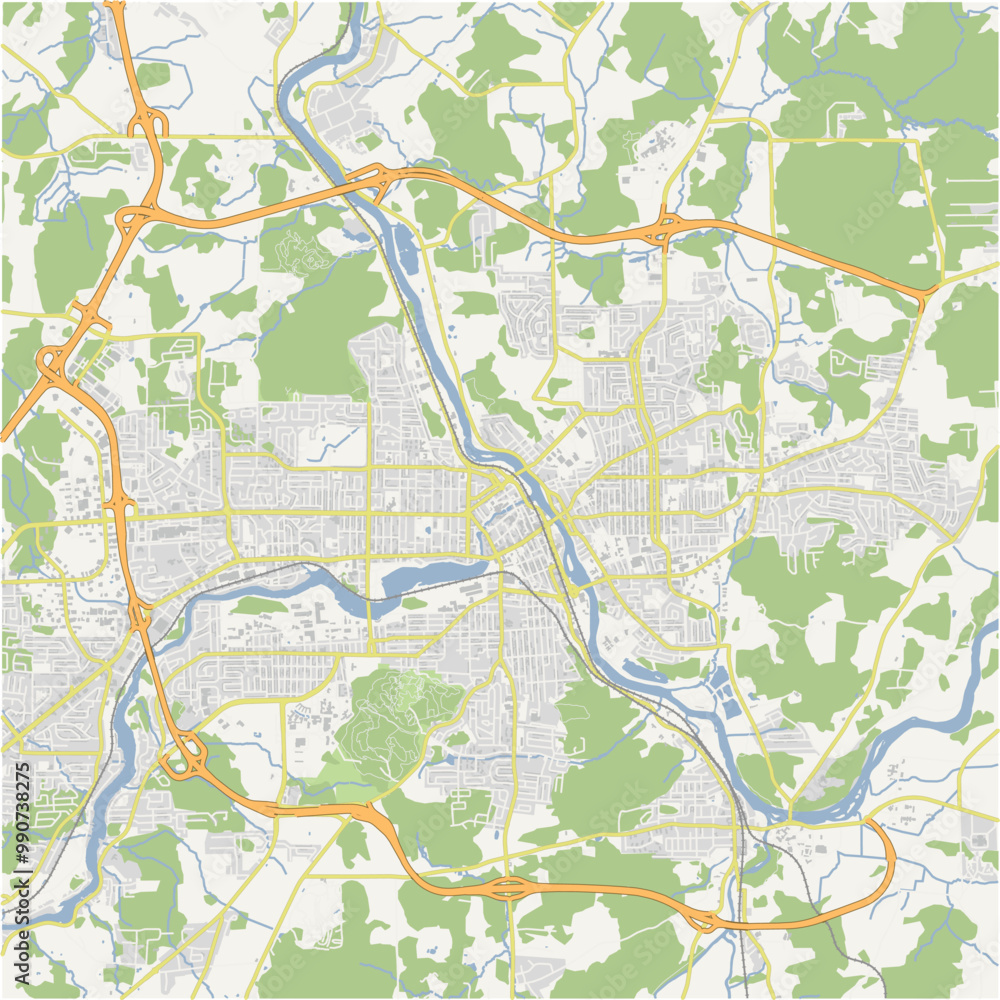 Map of Sherbrooke in Canada in a normal road map style. Contains layered vector with roads water, parks, etc. Map of Sherbrooke in Canada in a normal road map style. Contains layered vector with roads water, parks, etc.