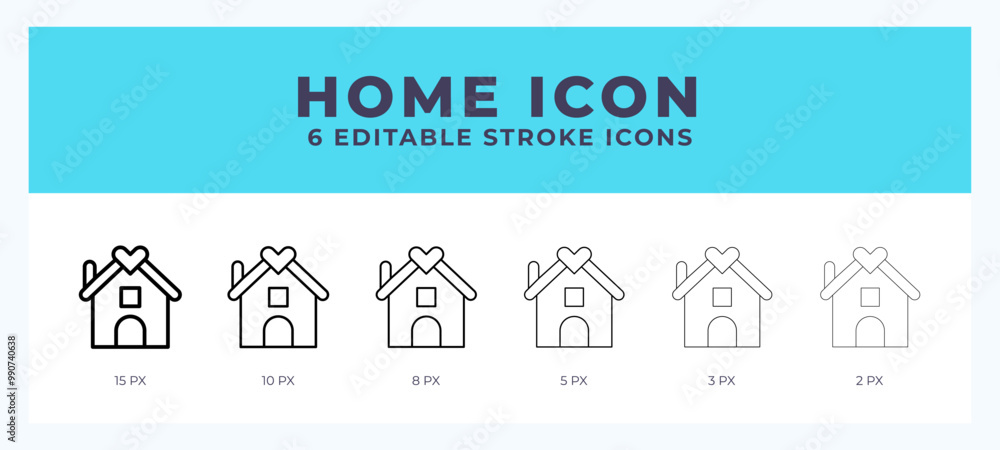 Home line icon illustrations with editable strokes. Home line icon illustrations with editable strokes.