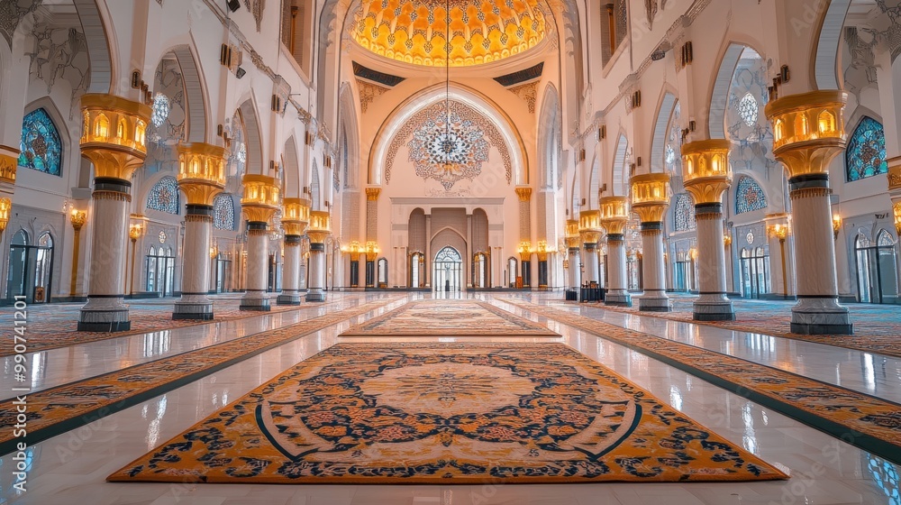 Obraz premium The magnificent interior design of the mosque with an ancient design