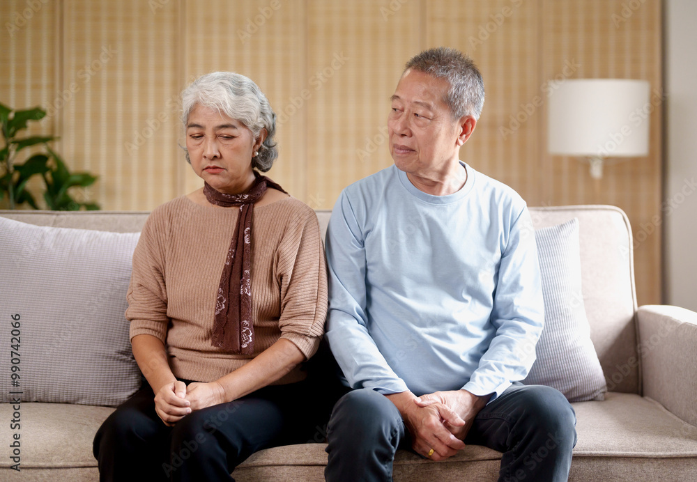 Upset senior couple fight and ignoring each other at home Upset senior couple fight and ignoring each other at home