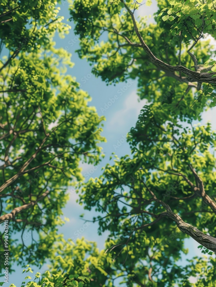 Bunch of spring trees under clear blue sky. Bunch of spring trees under clear blue sky.