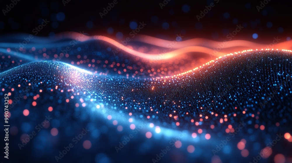 An abstract background of data flow illustrates the concept of digital information movement in a visually engaging design.