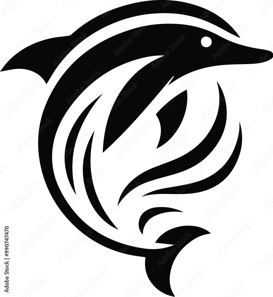 Dolphin Black And White Vector Template Dolphin Black And White Vector Template