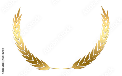Gold laurel wreath, Golden circular laurel olive branches greek wreath vector illustration, A winner award of olive, stars of victory symbol, achievement heraldry symbol isolated on white background