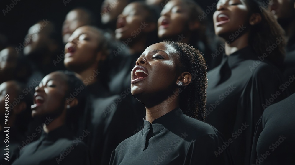 Choir Members in Black Robes Singing Solemnly Choir Members in Black Robes Singing Solemnly