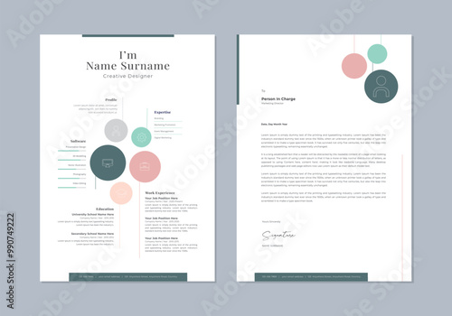 Creative Cv templates. Professional resume, cover letter business layout job applications. Vector modern minimalist presentation set.