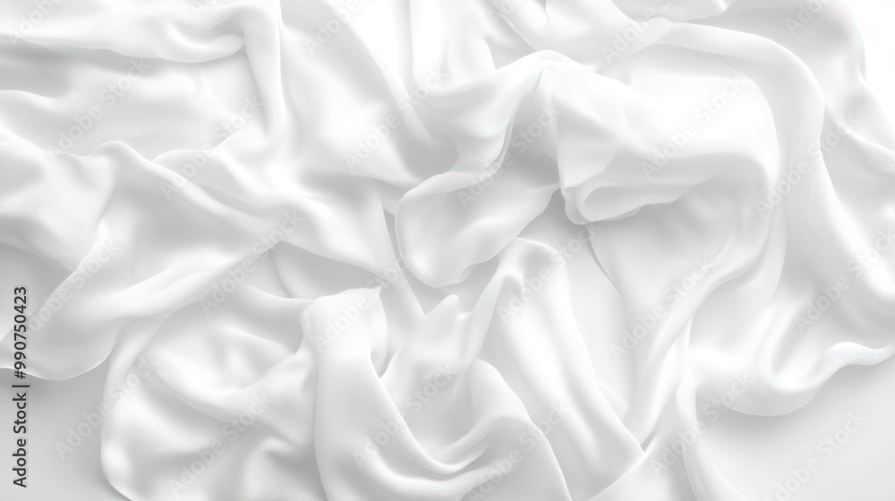 A smooth, white fabric draped elegantly, creating a soft and airy texture. A smooth, white fabric draped elegantly, creating a soft and airy texture.