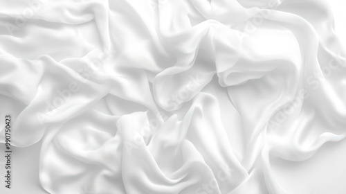 A smooth, white fabric draped elegantly, creating a soft and airy texture.