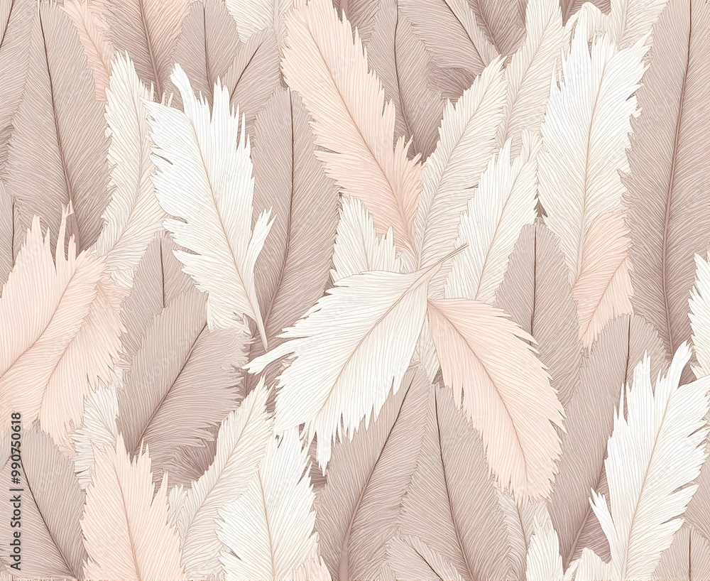 Fototapeta Abstract Feather Pattern in Soft Pastel Tones for Elegant Textile or Wallpaper Design