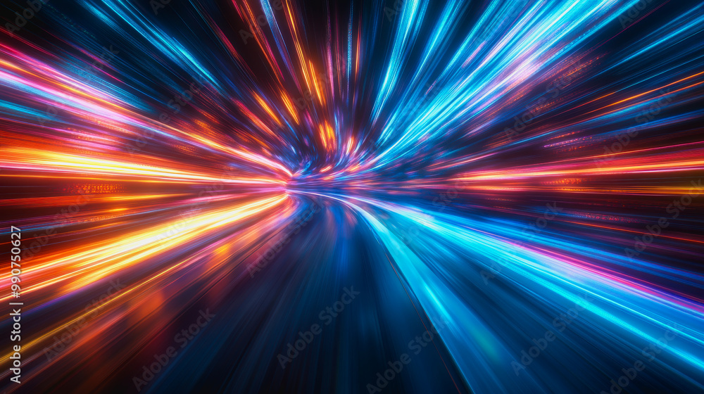 Flowing glowing binary code in a futuristic digital data stream environment Flowing glowing binary code in a futuristic digital data stream environment