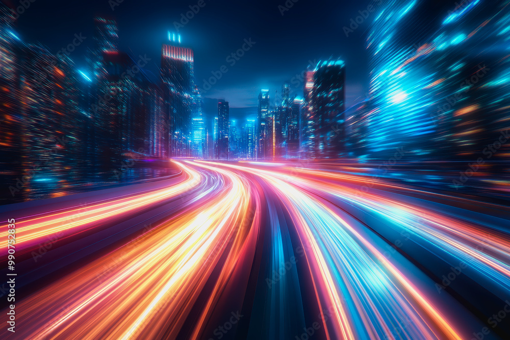 Flowing glowing binary code in a futuristic digital data stream environment Flowing glowing binary code in a futuristic digital data stream environment
