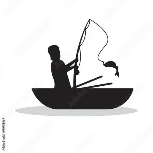 fisher silhouette, fisher Vector illustration, fisher isolated on white background																									