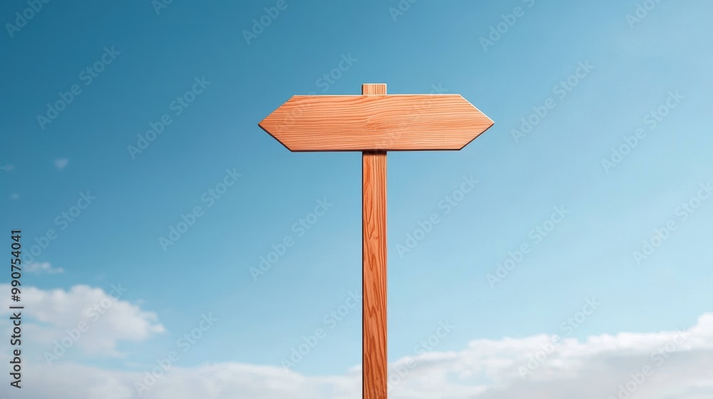 A wooden signpost stands against a clear blue sky, perfect for directing travelers or conveying messages. Ideal for travel-related content. A wooden signpost stands against a clear blue sky, perfect for directing travelers or conveying messages. Ideal for travel-related content.