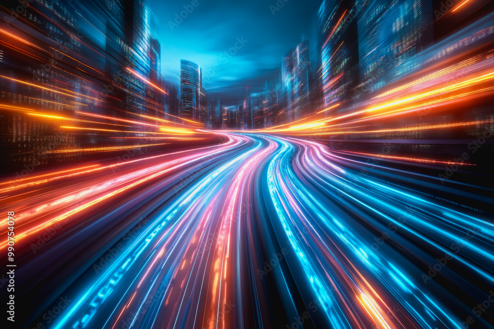 Flowing glowing binary code in a futuristic digital data stream environment Flowing glowing binary code in a futuristic digital data stream environment