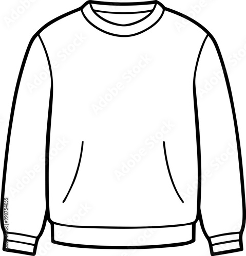 crew neck long sleeve sweatshirt line art vector illustration