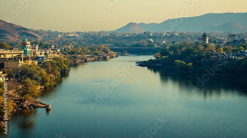 Pune offers a stunning view of Katraj, where lush greenery meets rolling hills under a clear sky.  photo