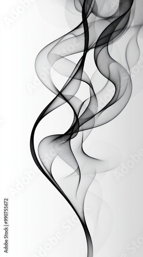 Abstract black smoke swirls on a light background, creating a calming visual effect.