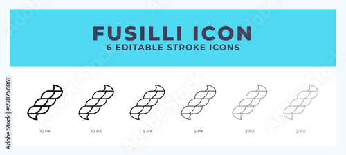 Fusilli line icon. Vector icon symbol. Logo illustration. Editable line icon.