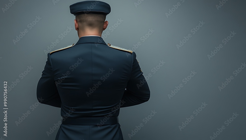 A Military Officer Standing at Attention A Military Officer Standing at Attention