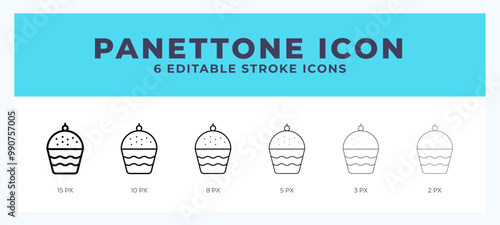 Panettone line icon symbol. Logo. Icon vector illustration with editable stroke.