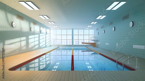 Indoor Swimming Pool with Large Windows